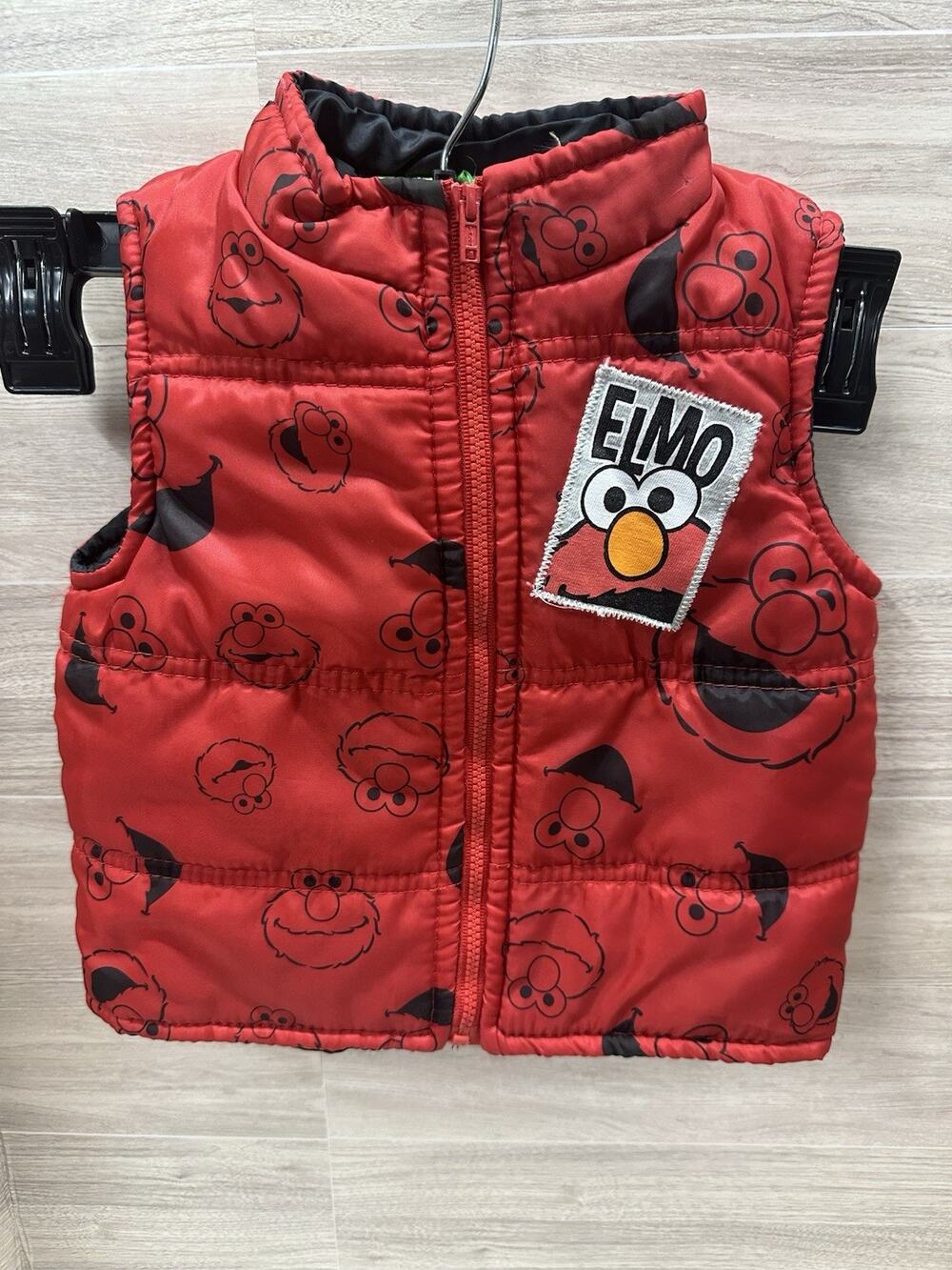 Vintage Sesame Street Elmo Red Puffer Vest Full Zip 18m
